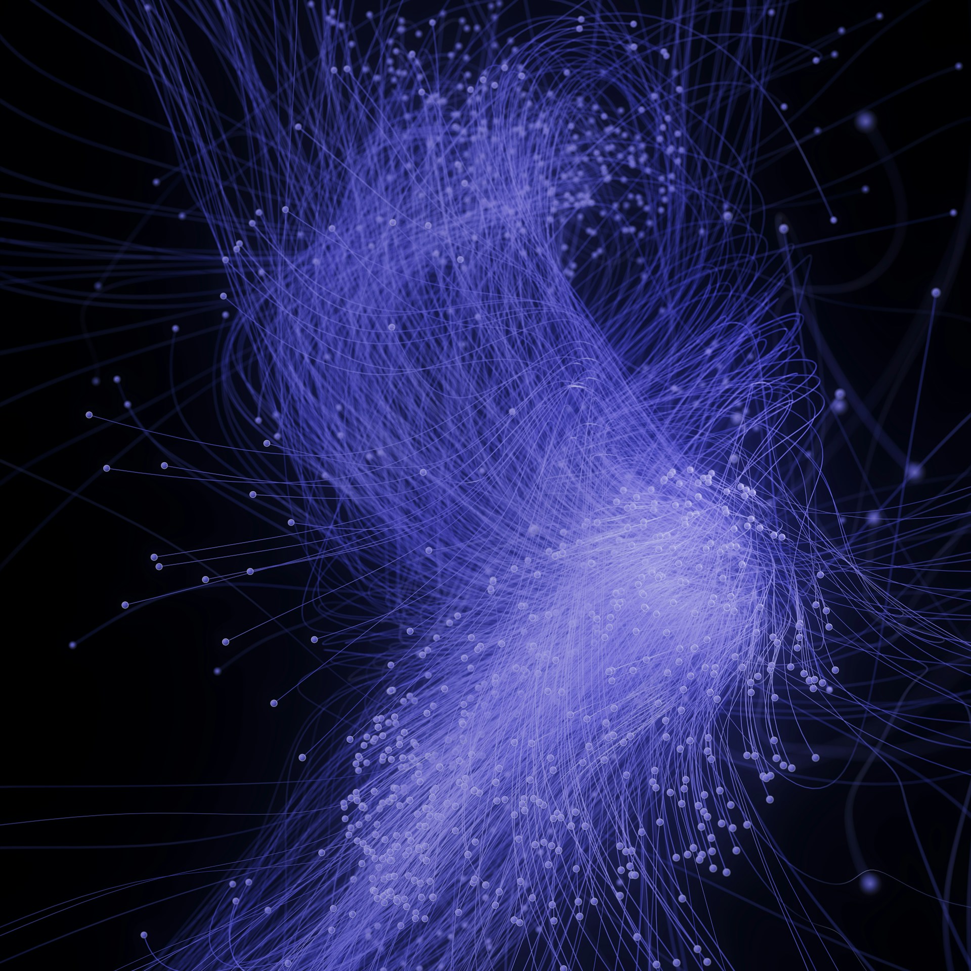 Abstract lines connecting nodes across a dark field